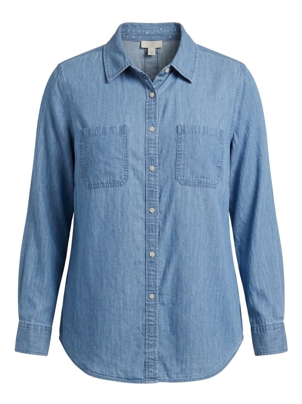 Talbots Blue Lightweight Relaxed Fit Button-Up Shirt Women Plus Size 1X